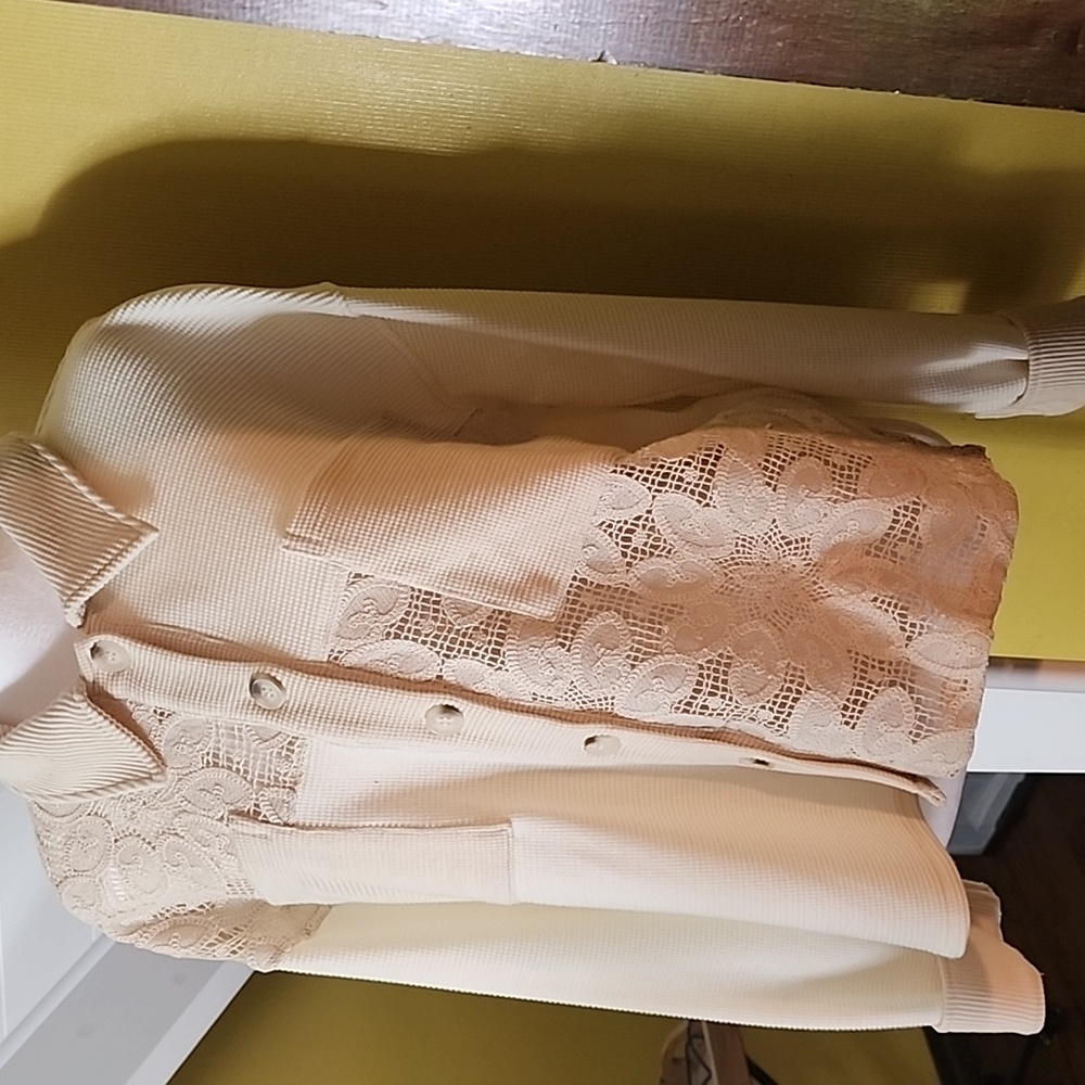 Mystree Cream Lace Detail Shirt